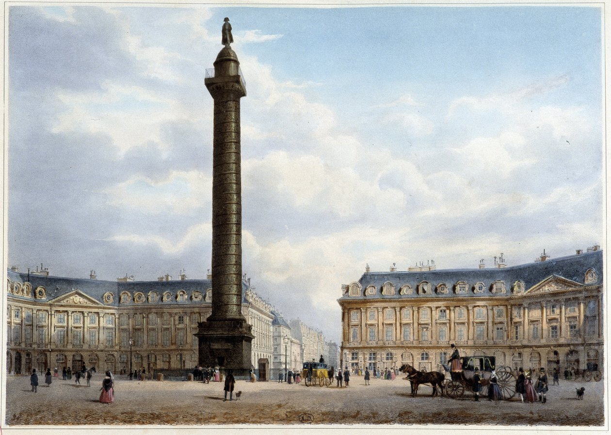 Columna de la Place Vendôme - en “Paseo por París y sus alrededores”, diseñado por Jacottet y Benoist, c. 1840 de Philippe Benoist
