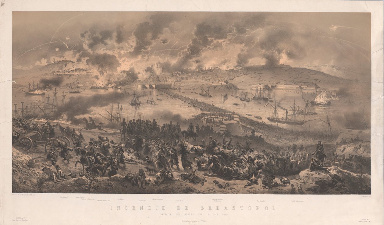 Incendio de Sebastopol. Retiro de los rusos en la costa norte, 1855 de Philippe Benoist