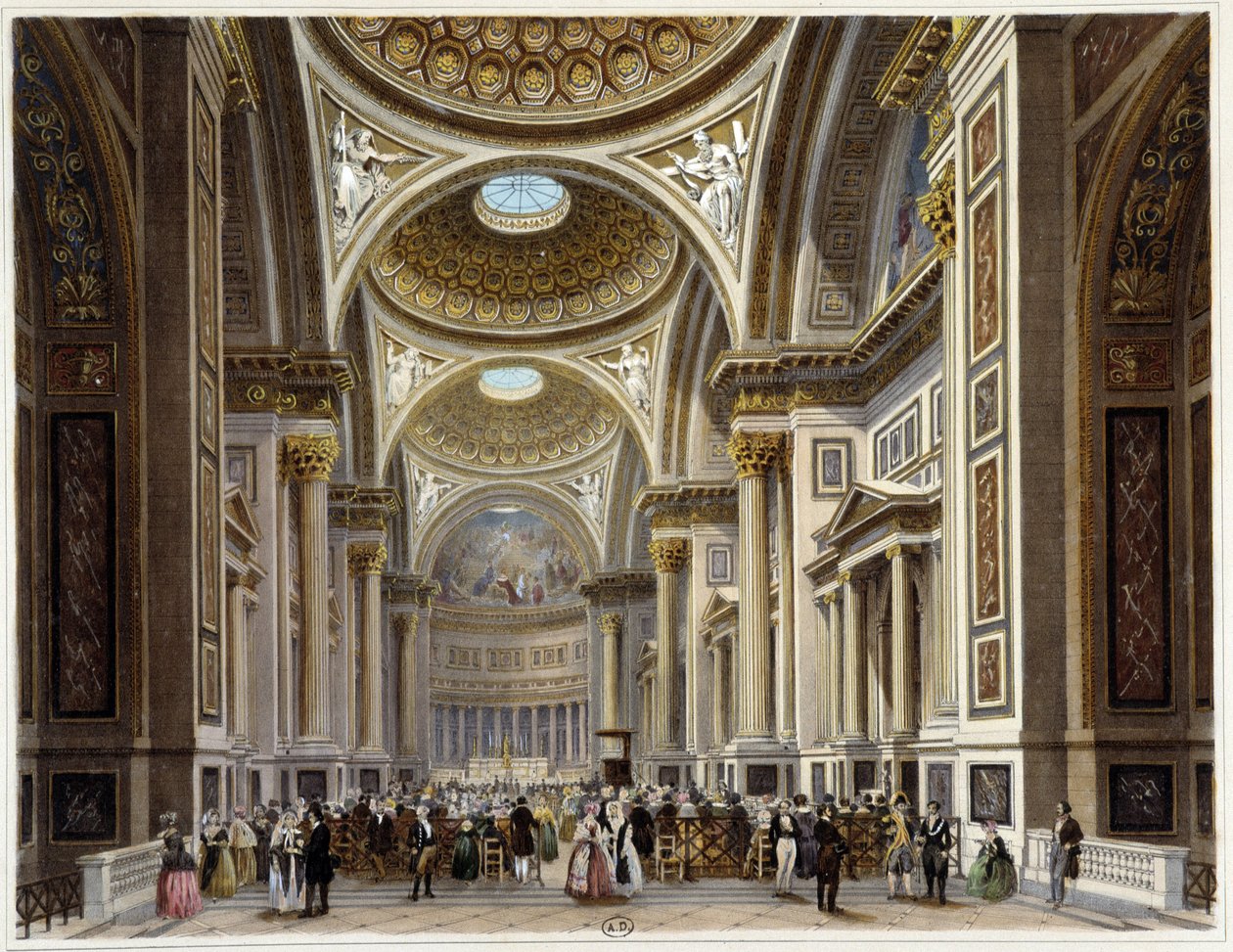 Interior de la iglesia de la Madeleine - en "Promenade dans Paris et ses environs", dibujos de Jacottet y Benoist, ed. Gihaut Frères de Philippe Benoist