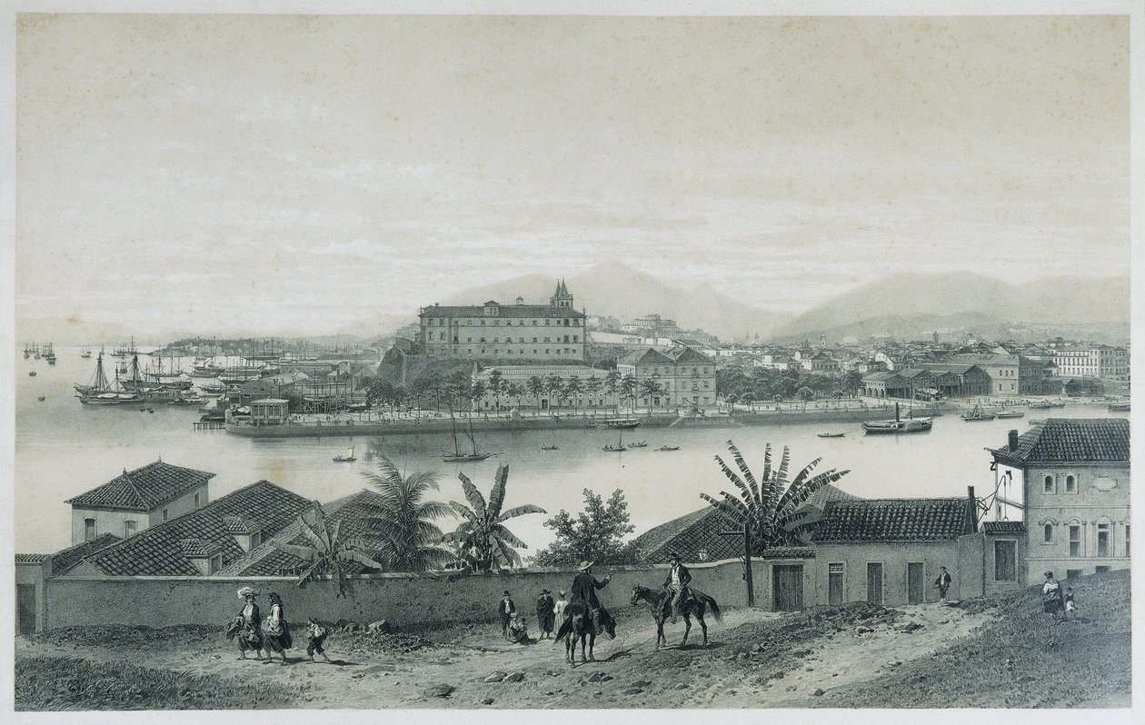 Nueve vistas panorámicas de Río de Janeiro: Da Ilha das Cobras, 1862 de Philippe Benoist