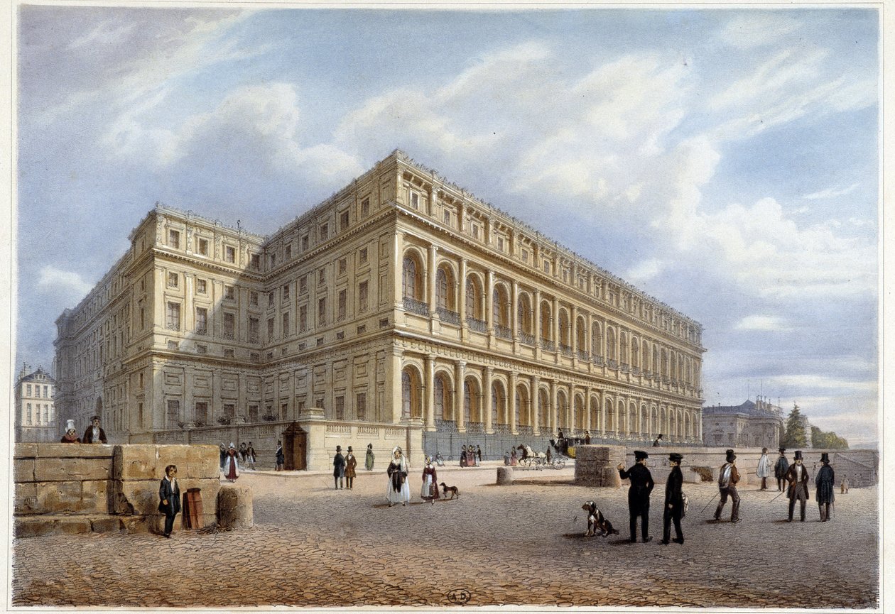Vista del Palacio de Orsay - en “Paseo por París y sus alrededores”, diseñado por Jacottet y Benoist, c. 1840 de Philippe Benoist