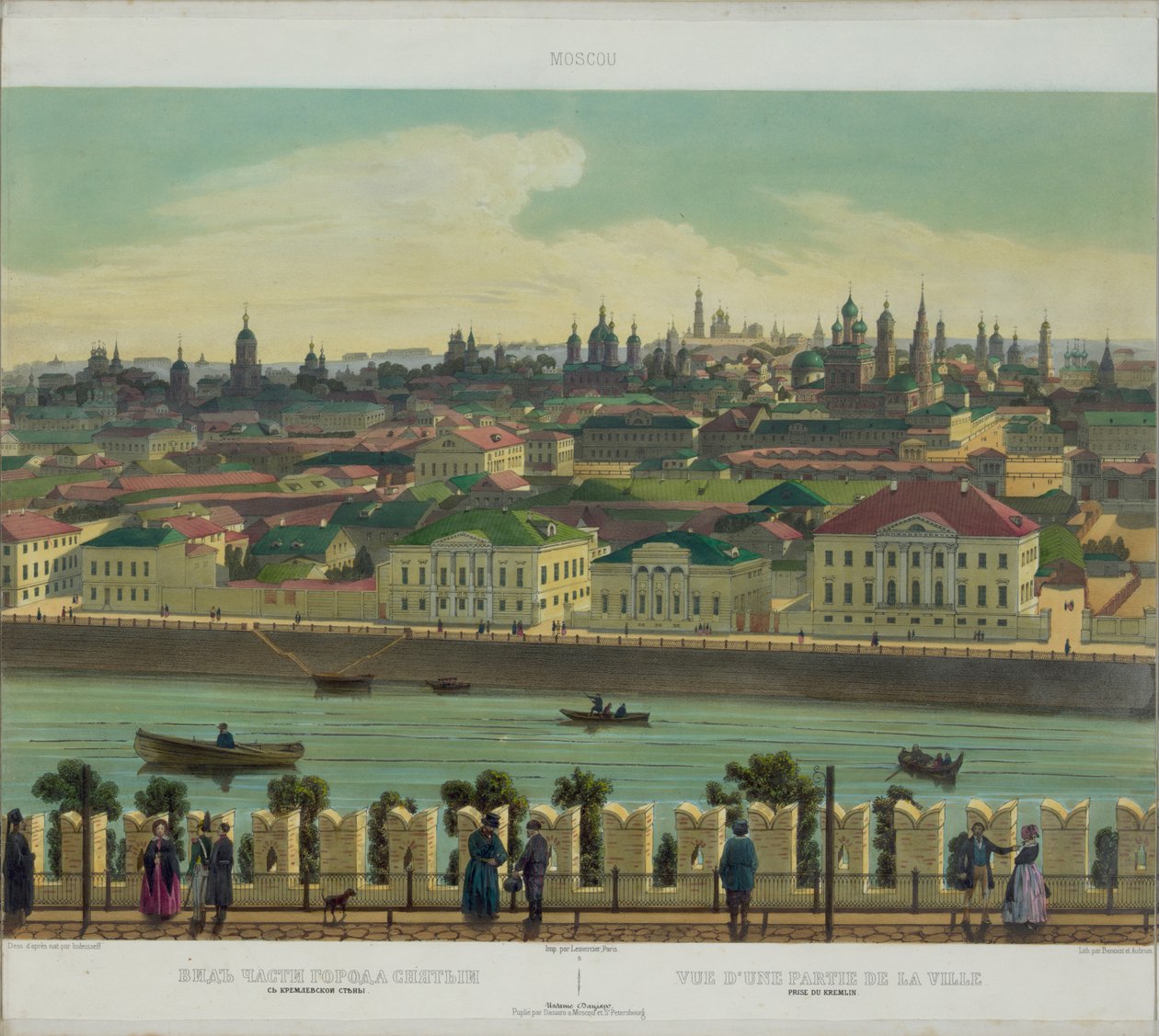Vista de Zamoskvorechye desde el muro del Kremlin de una vista panorámica de Moscú en 10 partes, ca 1848 de Philippe Benoist