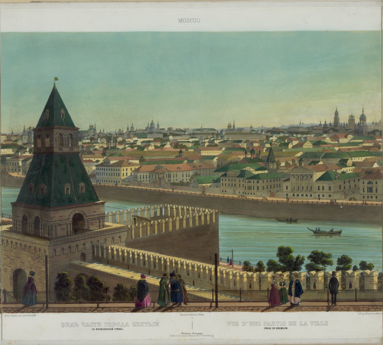 Vista de Zamoskvorechye desde la Muralla del Kremlin de una vista panorámica de Moscú en 10 partes, ca 1848 de Philippe Benoist