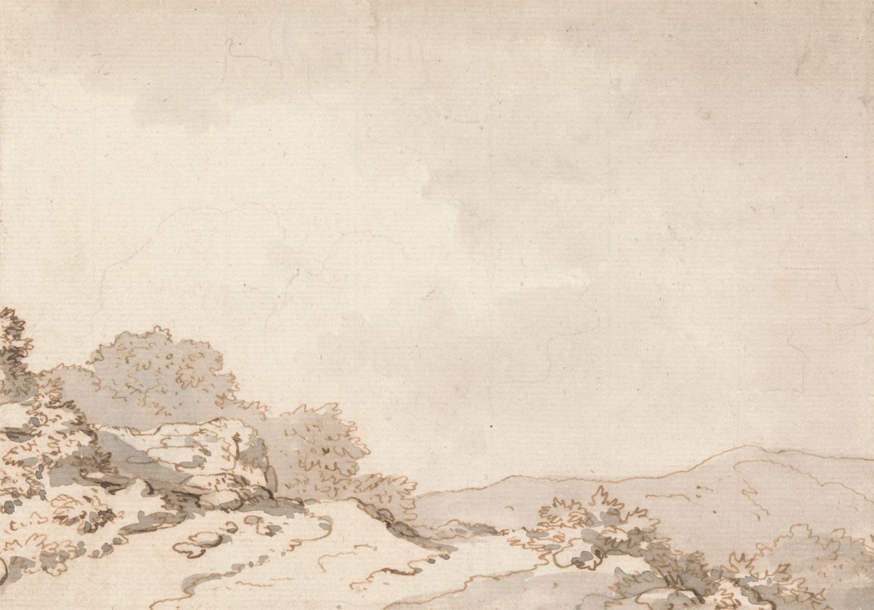Un camino en la cima de una colina de Philippe Jacques de Loutherbourg