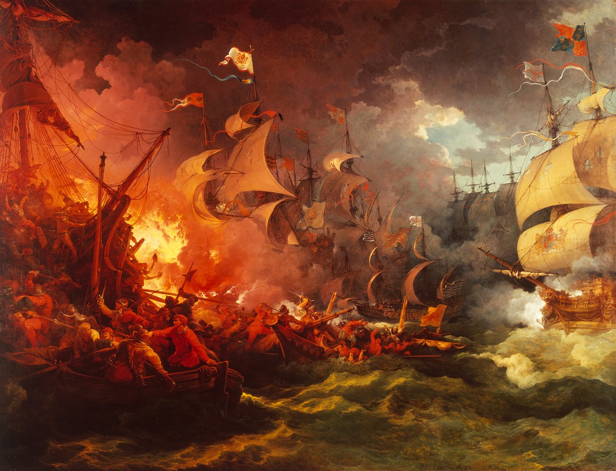 Derrota de la Armada española, 8 de agosto de 1588 de Philippe Jacques de Loutherbourg