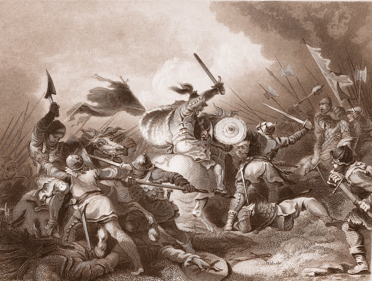 La batalla de Hastings, grabado por A.H. Payne de Philippe Jacques de Loutherbourg