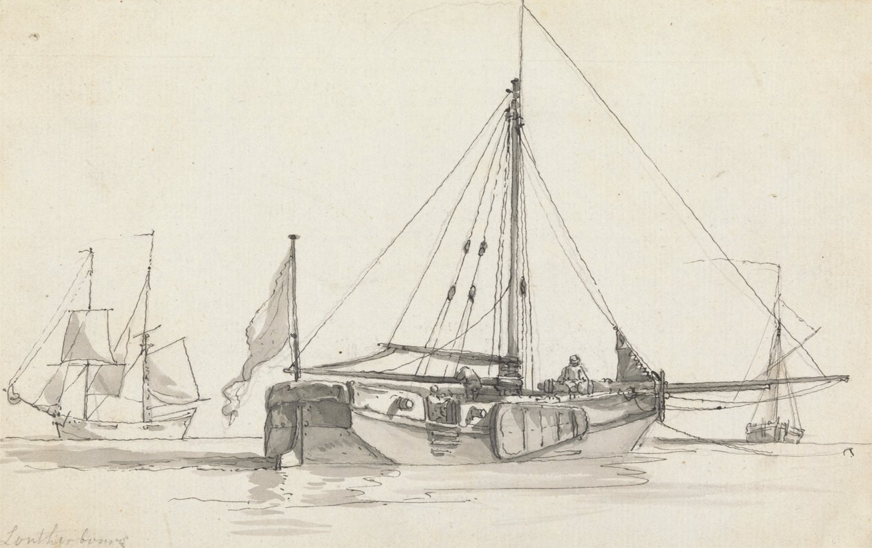 Tres barcos de Philippe Jacques de Loutherbourg