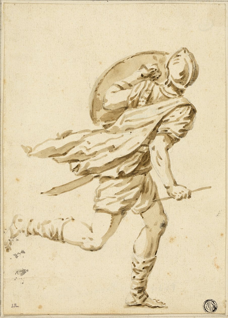 Guerrero romano corriendo, visto desde atrás de Philippe Louis Parizeau
