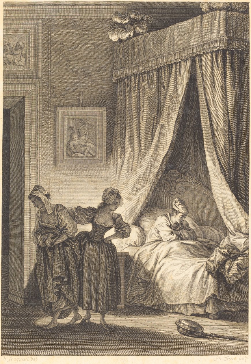 La apuesta de las tres comadres: La sirvienta de Philippe Triere and Antoine Jean Duclos after Jean Honoré Fragonard
