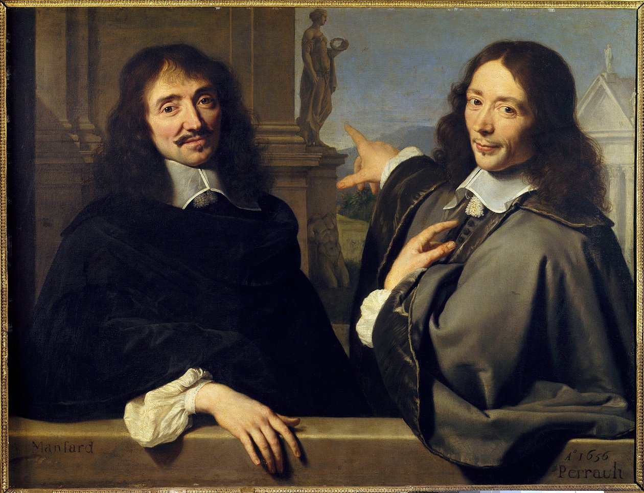 Retrato de dos hombres: François Mansart (1598-1666) y Claude Perrault (1613-1688) de Philippe de (attr. to) Champaigne