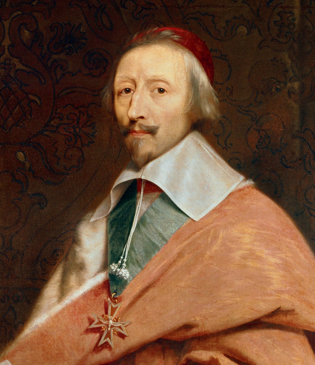 (detalle) Armand Jean du Plessis, Cardenal de Richelieu (1585-1642): retrato por el taller de Philippe de Champaigne de Philippe de (studio of) Champaigne