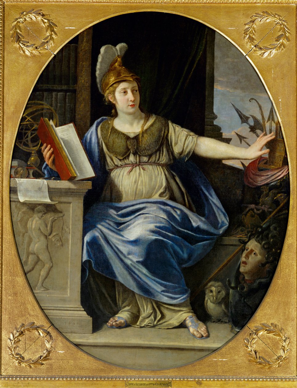 Ana de Autriche, reina de Francia y esposa de Luis XIII, como Minerva, diosa de la sabiduría ... de Philippe de Champaigne