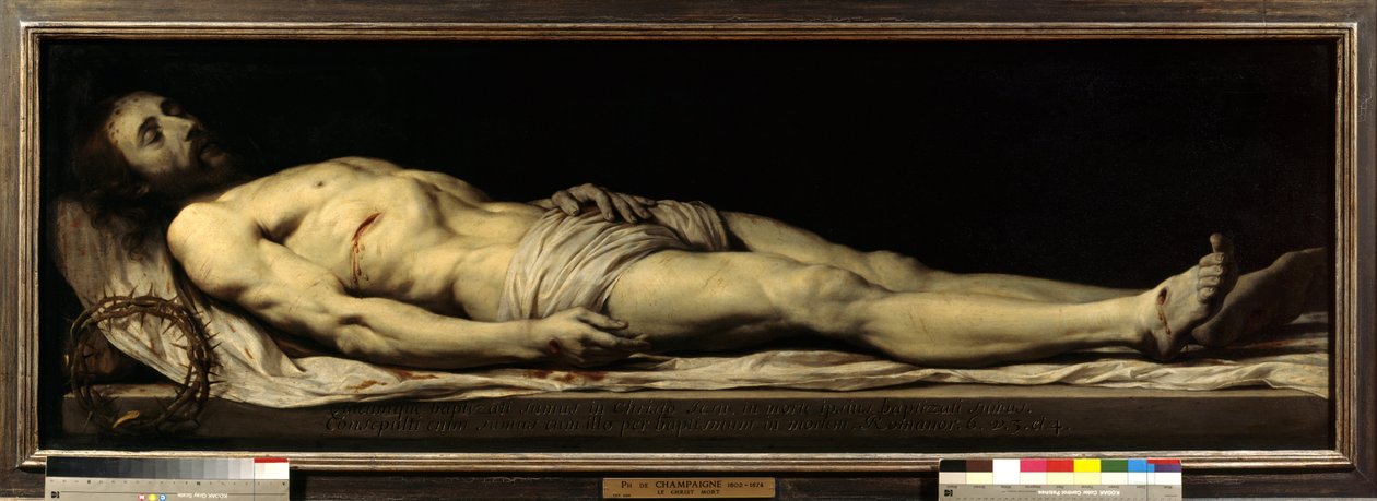 El Cristo muerto tendido en su sudario. Pintura de Philippe de Champaigne (1602-1674) de Philippe de Champaigne
