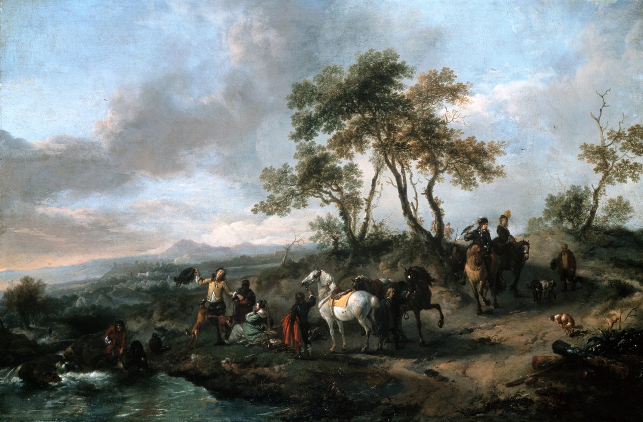 Descanso de una Partida de Caza de Philips Wouwerman