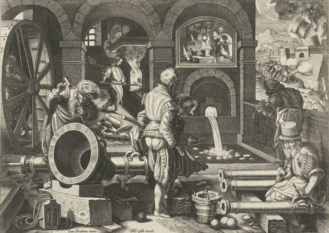 taller de artillería Nuevos inventos y descubrimientos (título de la serie) Nova Reperta (título de la serie) de Philips Galle (attributed to workshop of)
