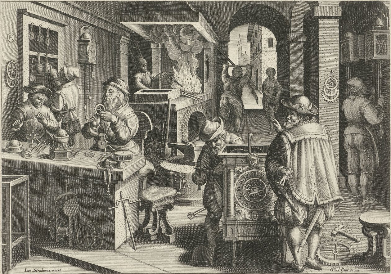relojeros Nuevos inventos y descubrimientos (título de la serie) Nova Reperta (título de la serie) de Philips Galle (attributed to workshop of)