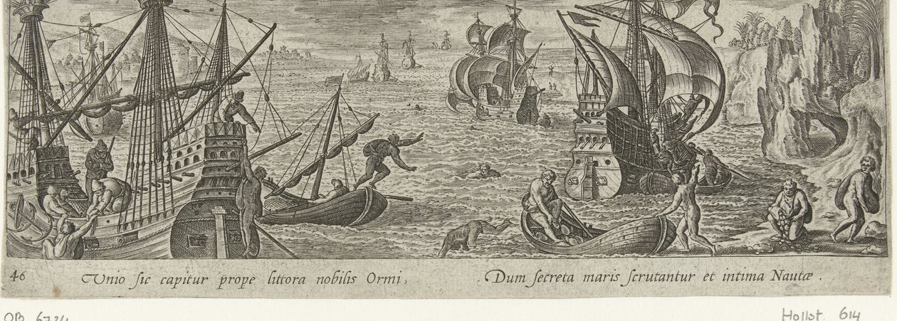 Oestervangst Jacht en visvangst (título de la serie) Tipos de caza, pesca y caza (título de la serie) de Philips Galle (attributed to workshop of)