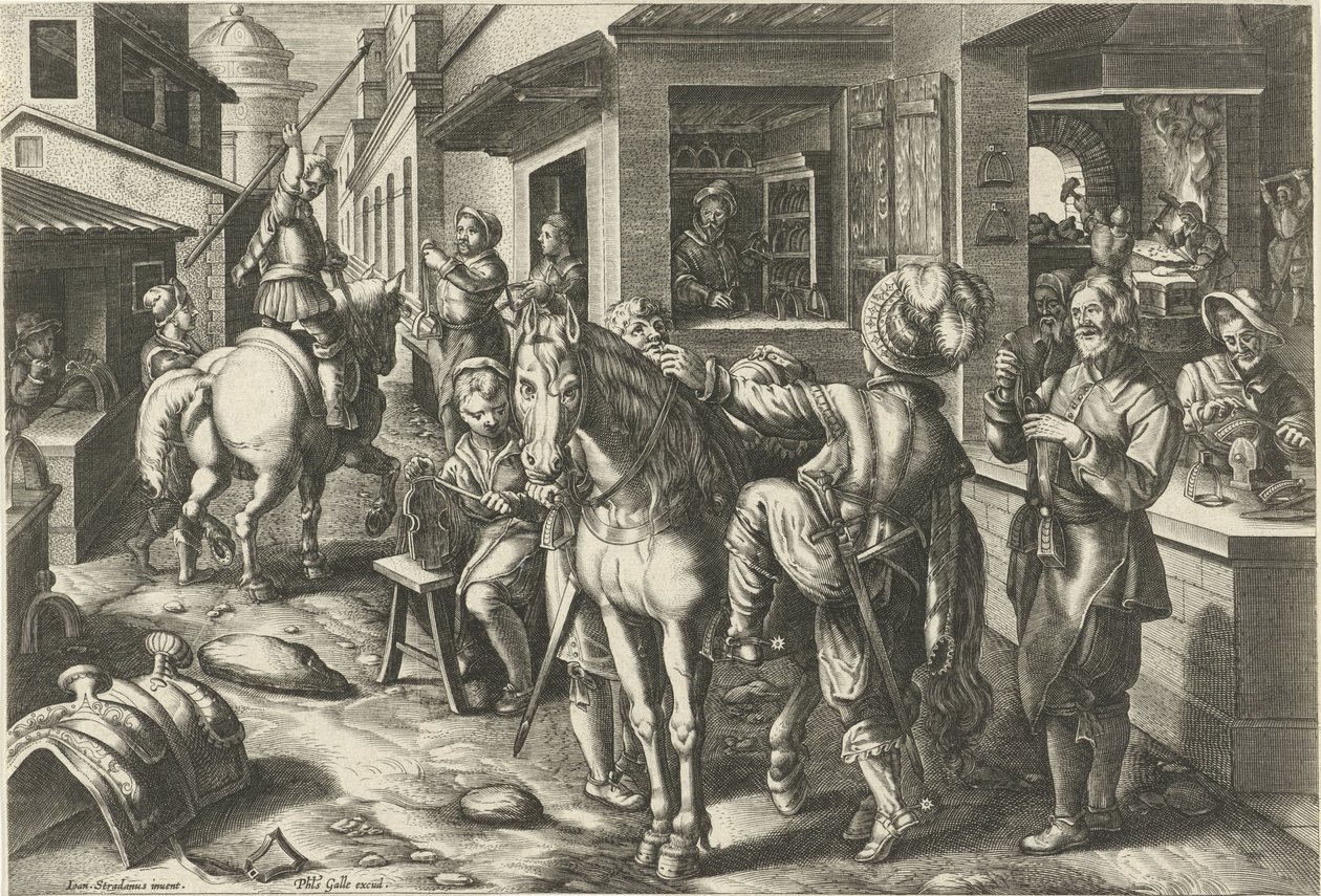 Estribos Nuevos inventos y descubrimientos (título de la serie) Nova Reperta (título de la serie) de Philips Galle (attributed to workshop of)
