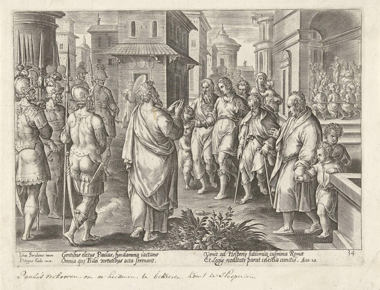 Pablo proclama la enseñanza de Cristo en Roma Hechos de los Apóstoles (título de la serie) Acta Apostolorum (título de la serie) de Philips Galle (possibly)