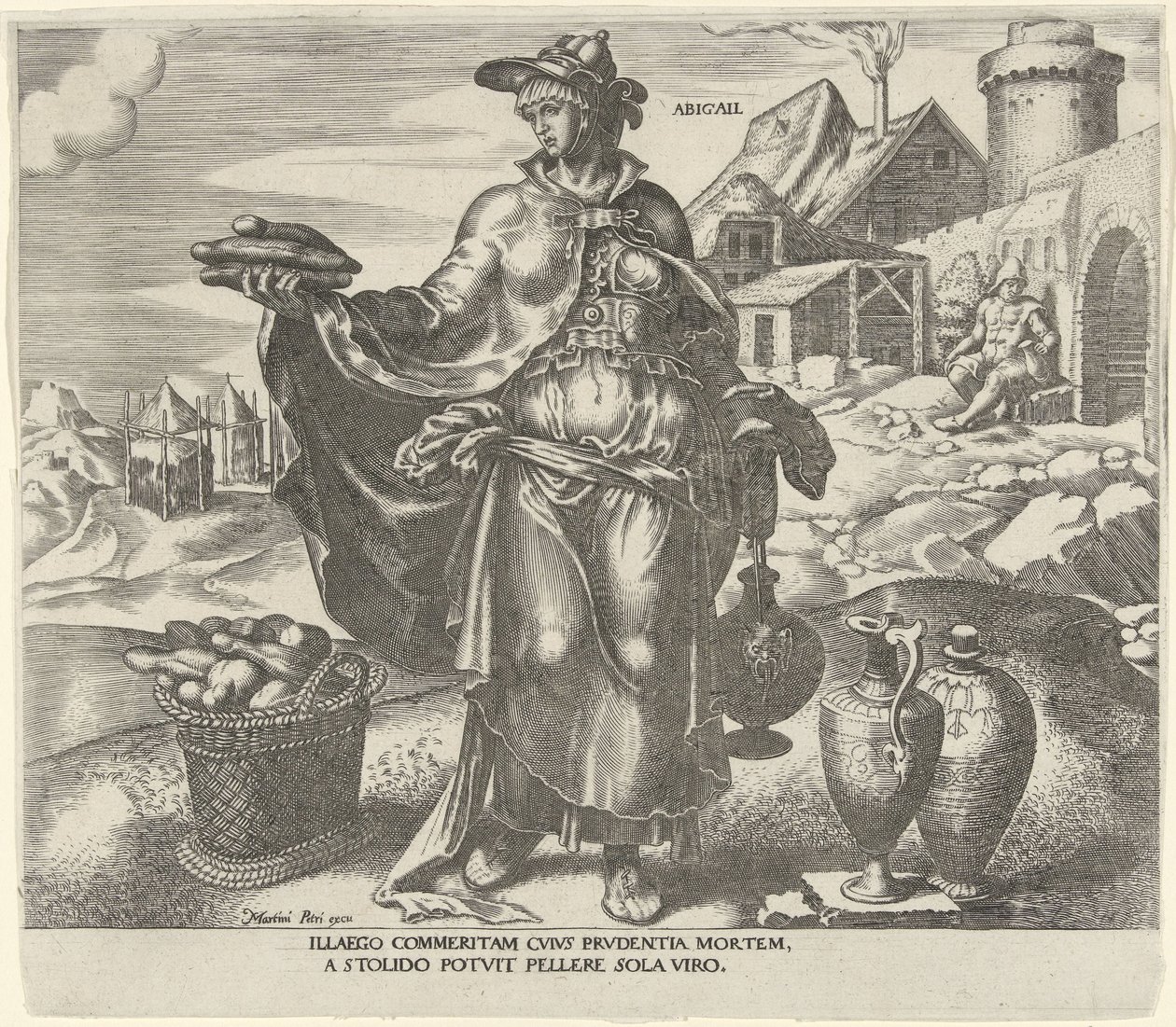 Abigael Abigail (título sobre el objeto) Ocho mujeres famosas del Antiguo y Nuevo Testamento (título de la serie) de Philips Galle