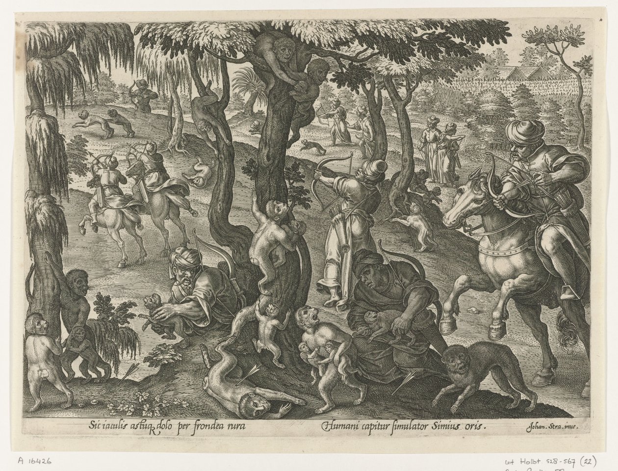 Apenjacht Jachttaferelen (título de la serie) En el que todo tipo de caza, caza de aves y pesca (título de la serie) de Philips Galle