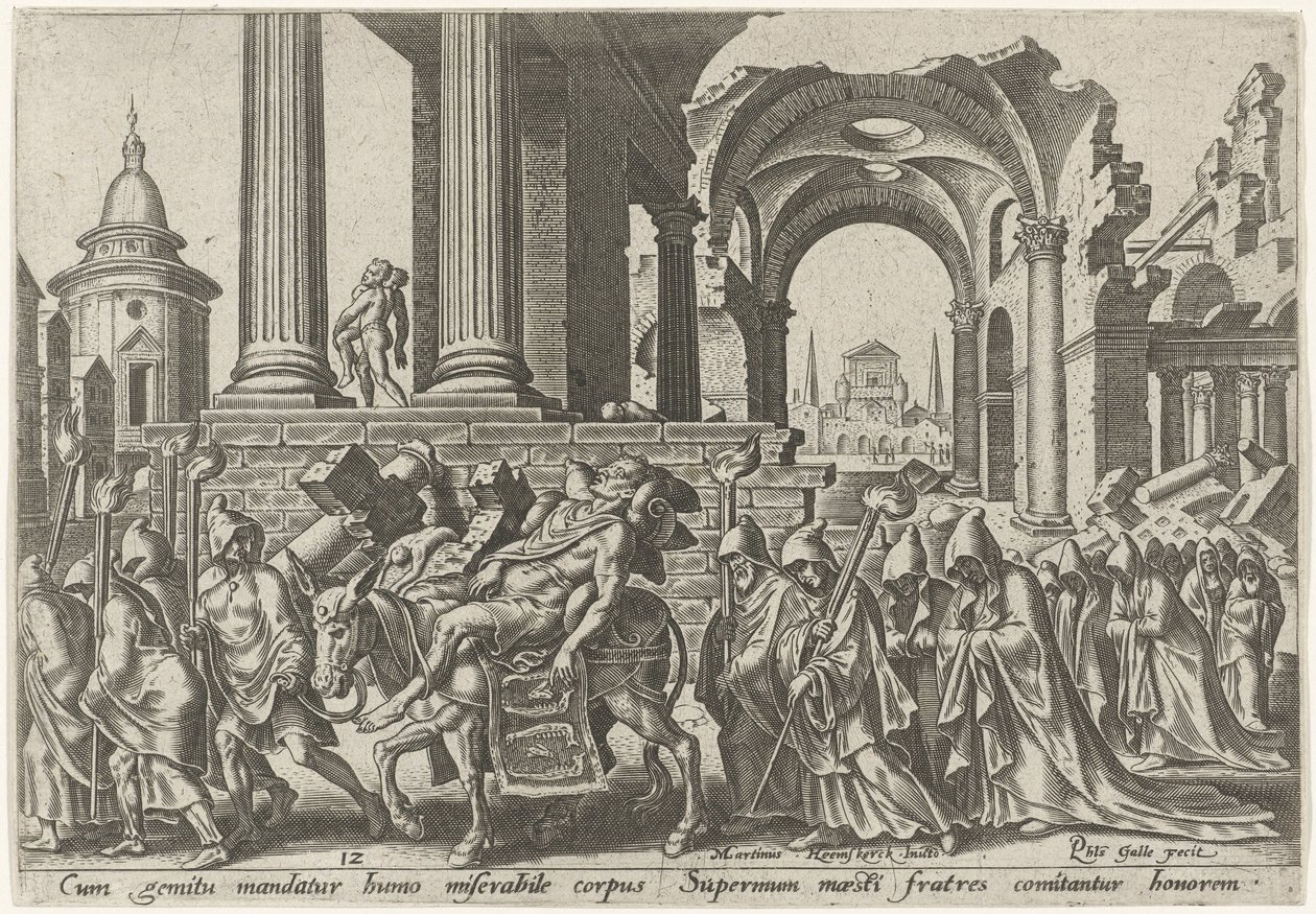 Funeral de Sansón Los días de la perdición del pueblo judío (título de la serie) de Philips Galle
