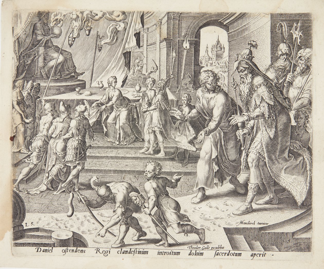Daniel revelando el fraude de los sacerdotes de Bel de Philips Galle
