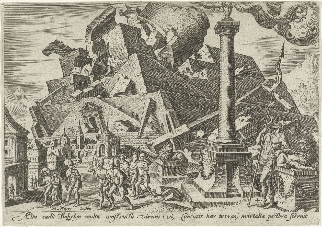La destrucción de la Torre de Babel Los días de la perdición del pueblo judío (título de la serie) de Philips Galle