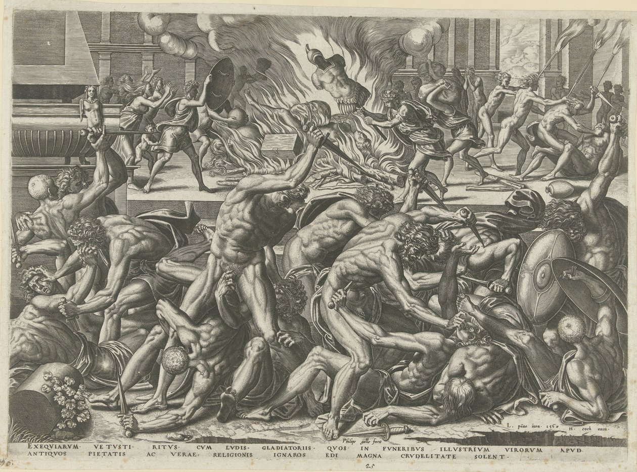 lucha de gladiadores de Philips Galle