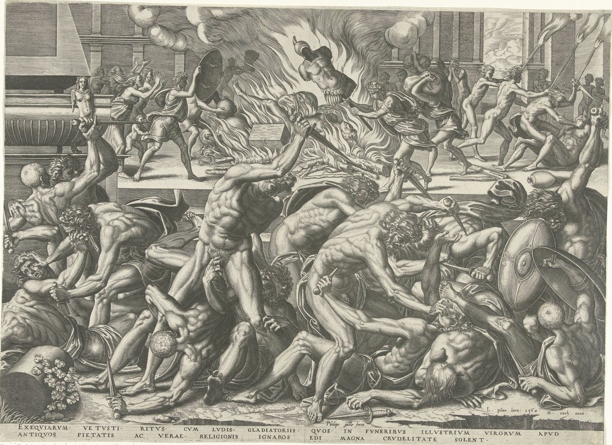 lucha de gladiadores de Philips Galle