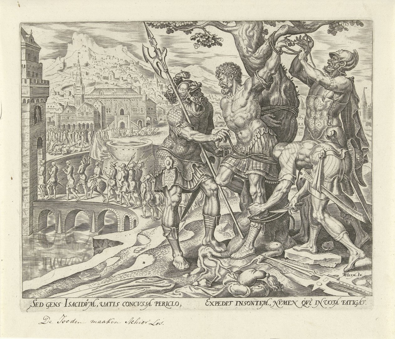 Los israelitas soltaron a Ajior Historia de Judit y Holofernes (título de la serie) de Philips Galle