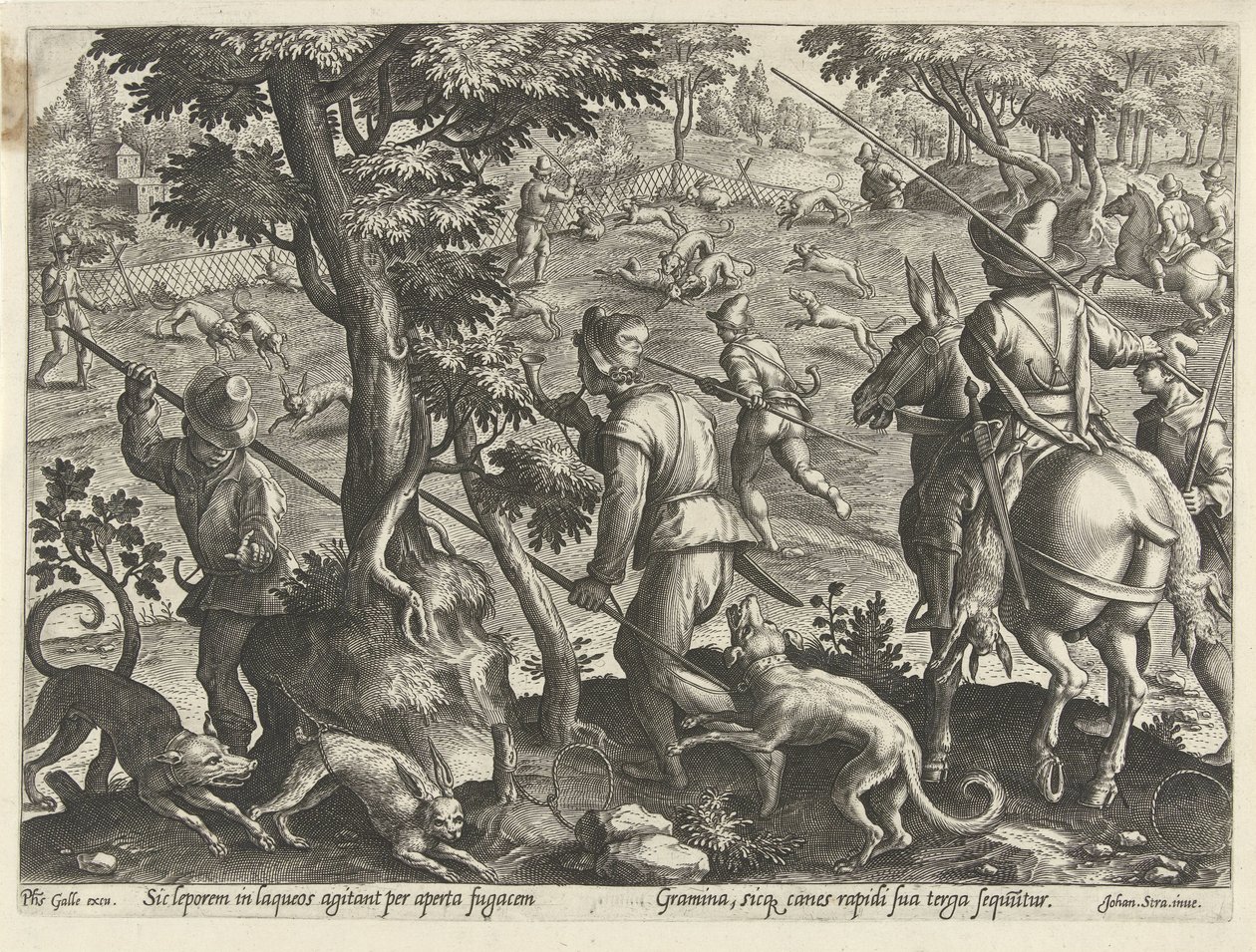 Jacht op hazen Jachttaferelen (título de la serie) En el que todo tipo de caza, caza de aves y pesca (título de la serie) de Philips Galle