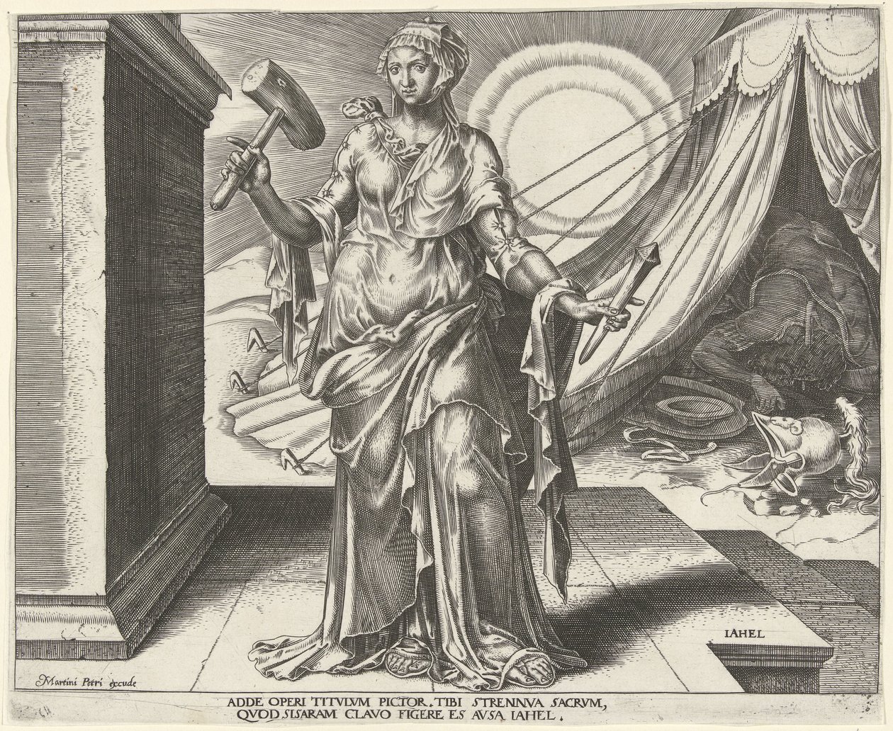 Jael Iahel (título sobre objeto) Ocho mujeres famosas del Antiguo y Nuevo Testamento (título de la serie) de Philips Galle