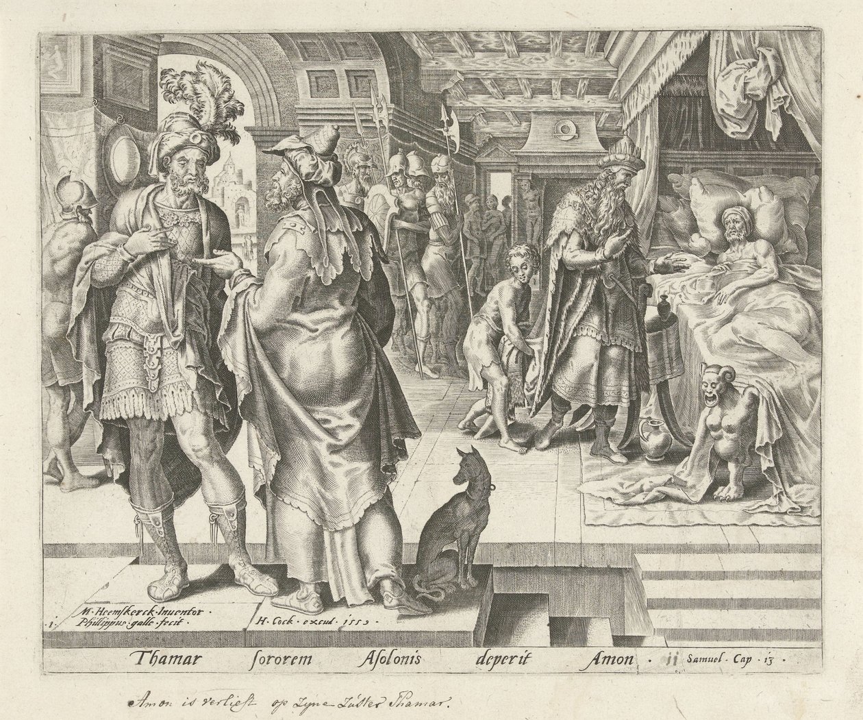 Jonadab aconseja a Amnón Historia de Tamar y Amnón (título de la serie) de Philips Galle