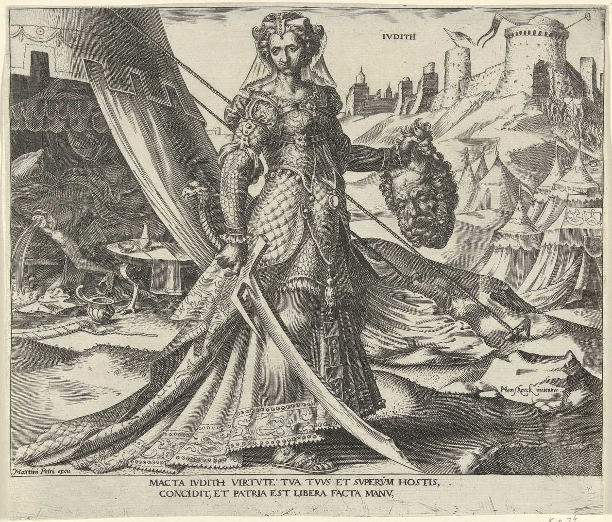 Judit Ivdith (título sobre el objeto) Ocho mujeres famosas del Antiguo y Nuevo Testamento (título de la serie) de Philips Galle