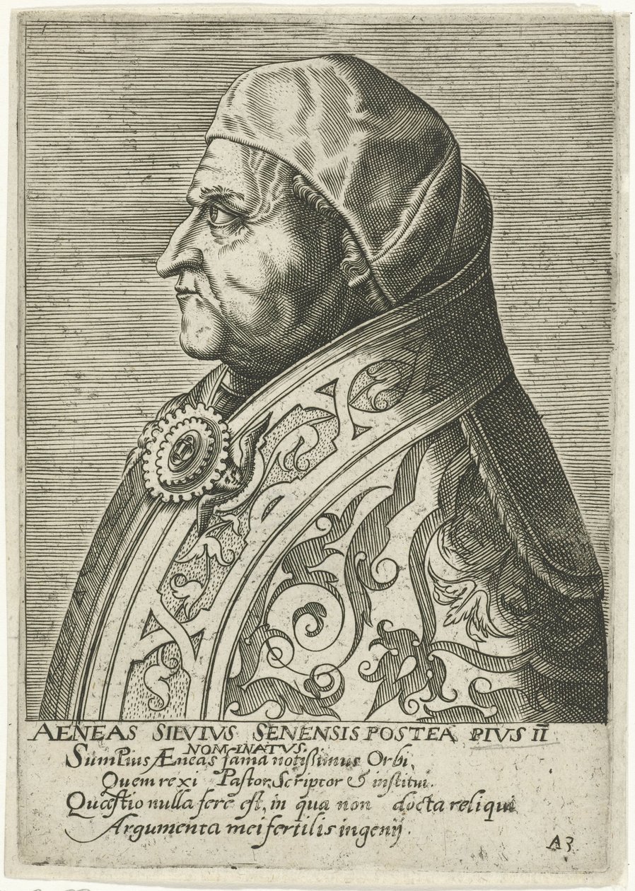 Retrato del papa Pío II de Philips Galle