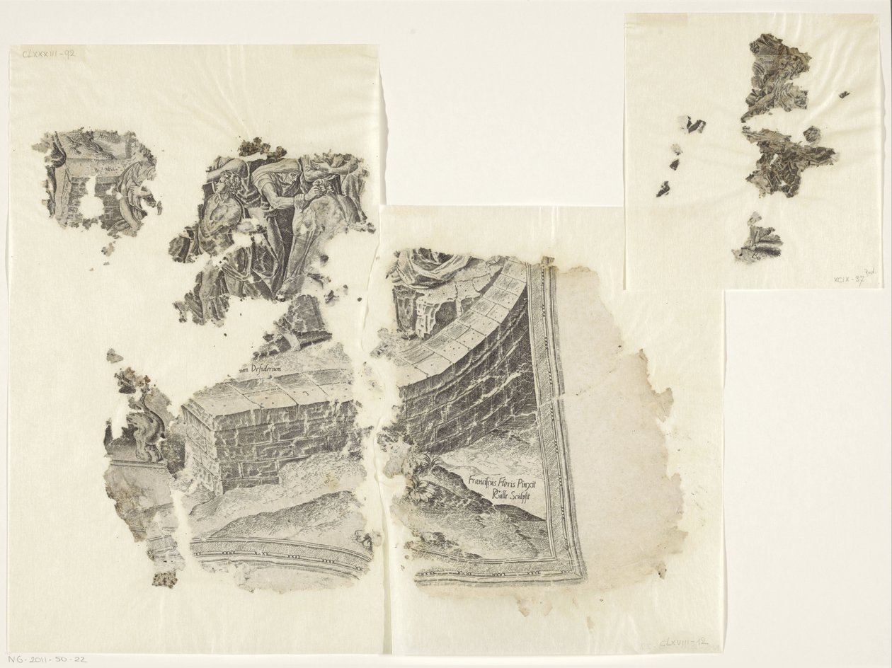 Esquina inferior derecha de una impresión de la escena de Cebes Tabula Cebetis Carta Vitae (título original) de Philips Galle