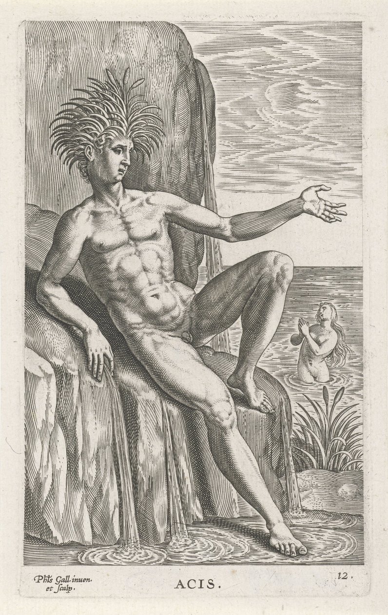 Riviergod Acis Ases (título en el objeto) Rivier-en zeegoden (título de la serie) Imágenes bellamente escritas de los semidioses de los Marini y sus amigos (título de la serie) de Philips Galle
