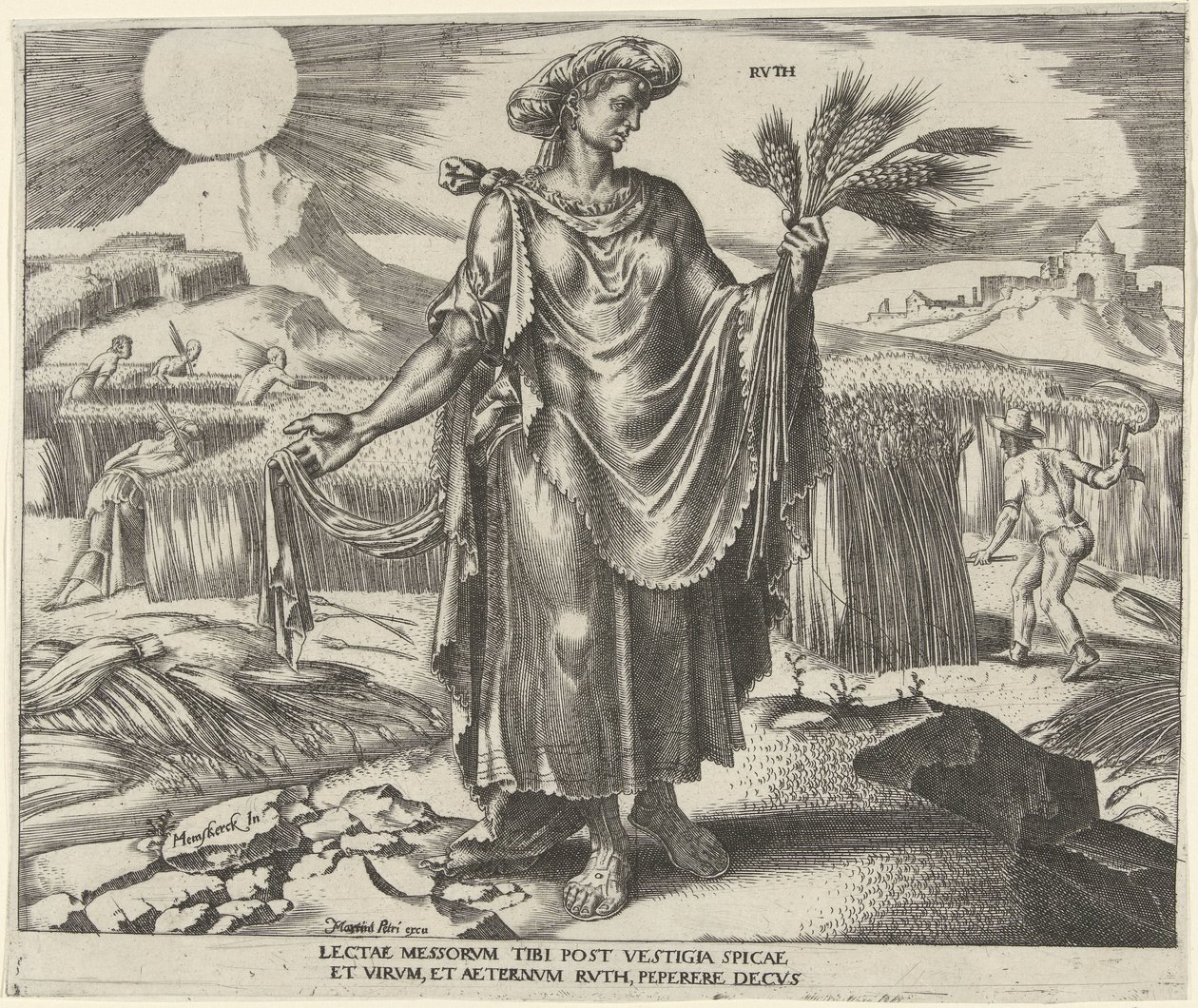 Piedad Rvth (título sobre el objeto) Ocho mujeres famosas del Antiguo y Nuevo Testamento (título de la serie) de Philips Galle