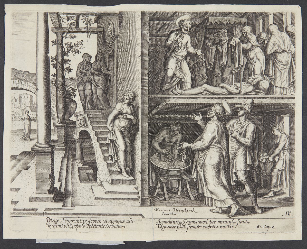 San Pedro resucitando a Tabita en Joppe de Philips Galle