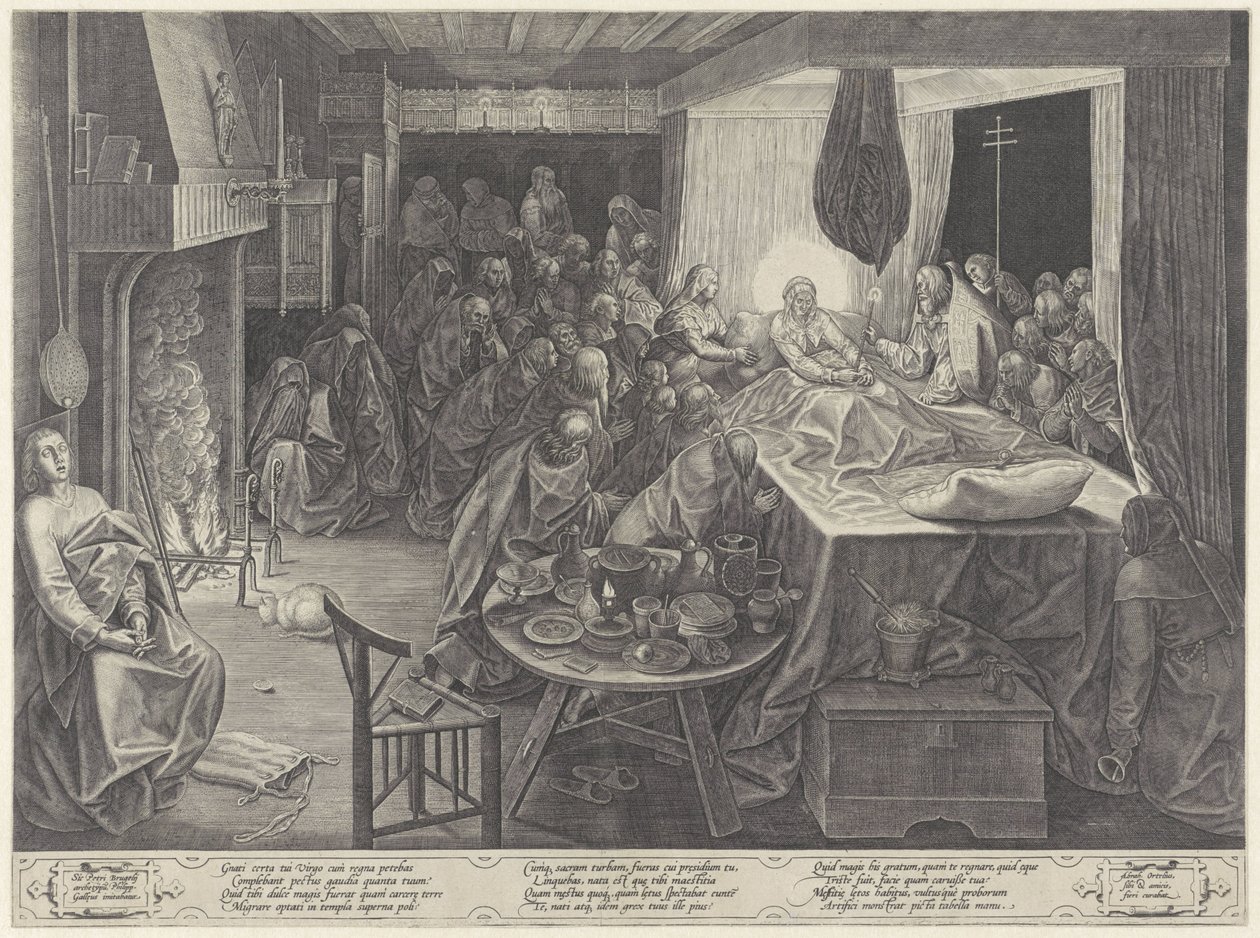 Lecho de muerte de María de Philips Galle