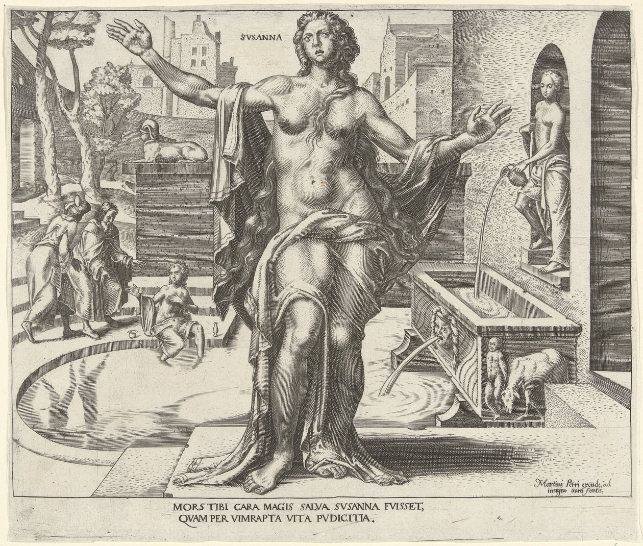 Susana Svsanna (título sobre el objeto) Ocho mujeres famosas del Antiguo y Nuevo Testamento (título de la serie) de Philips Galle
