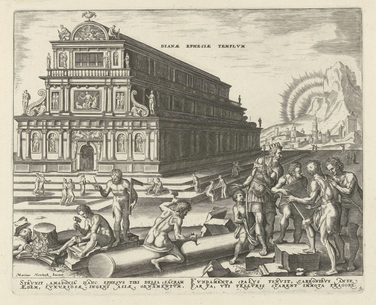 Templo de Diana en Éfeso Dianae Ephesie templvm (título sobre el objeto) Las ocho maravillas del mundo (título de la serie) de Philips Galle