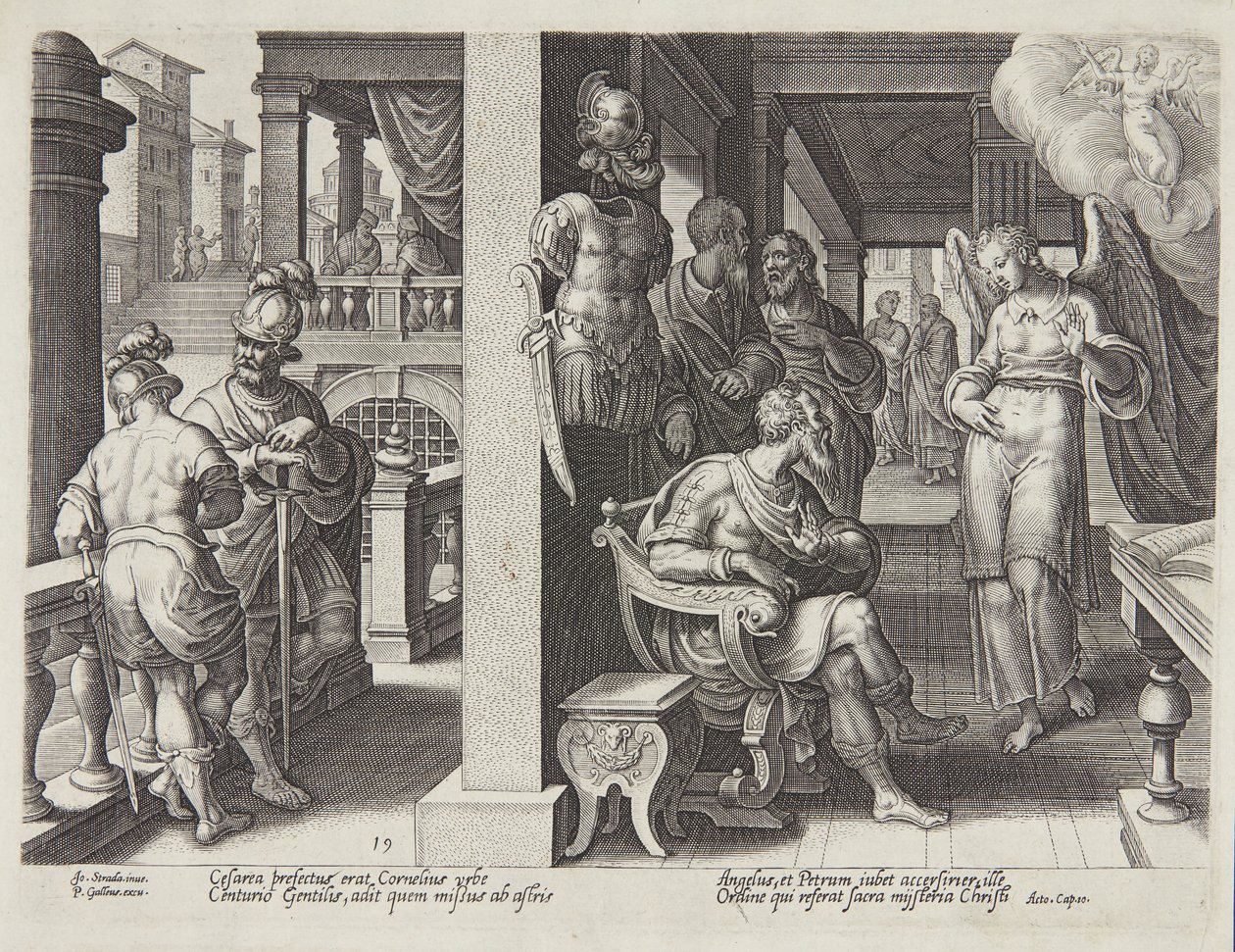 El ángel enviando a Cornelio por San Pedro de Philips Galle