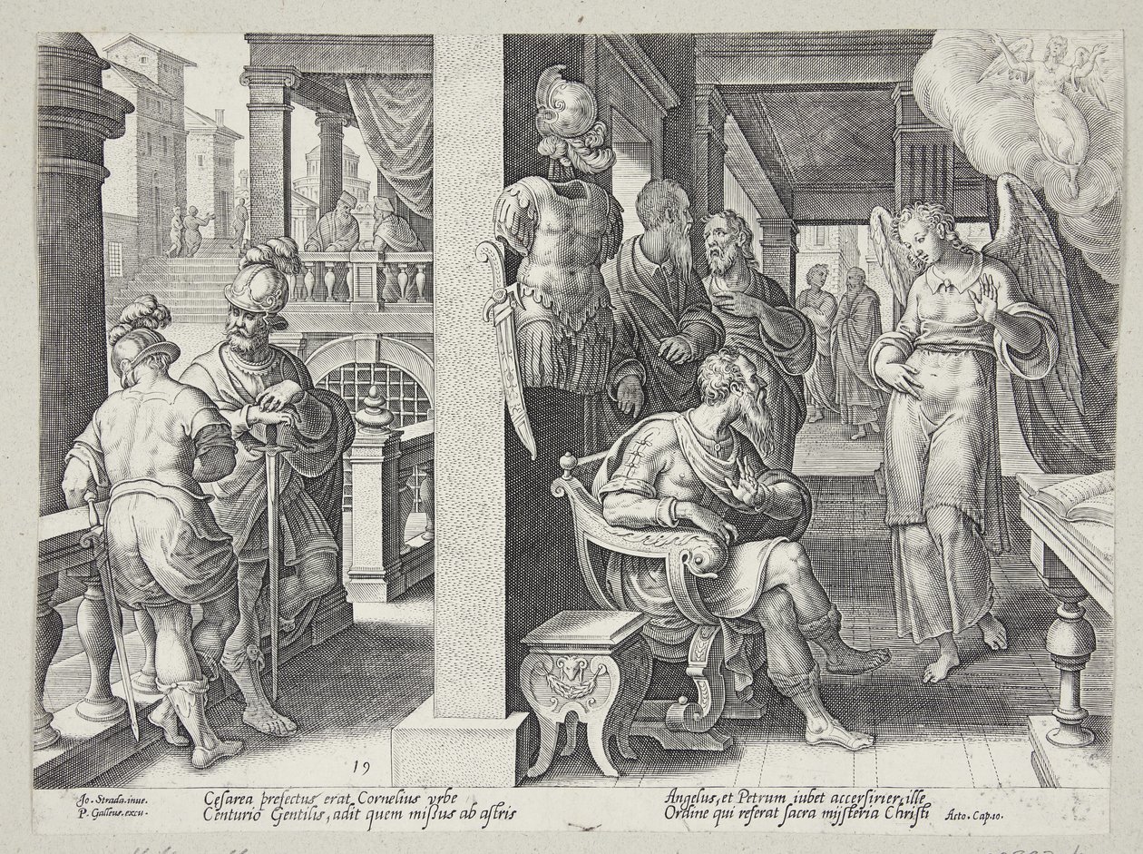 El ángel enviando a Cornelio por San Pedro de Philips Galle