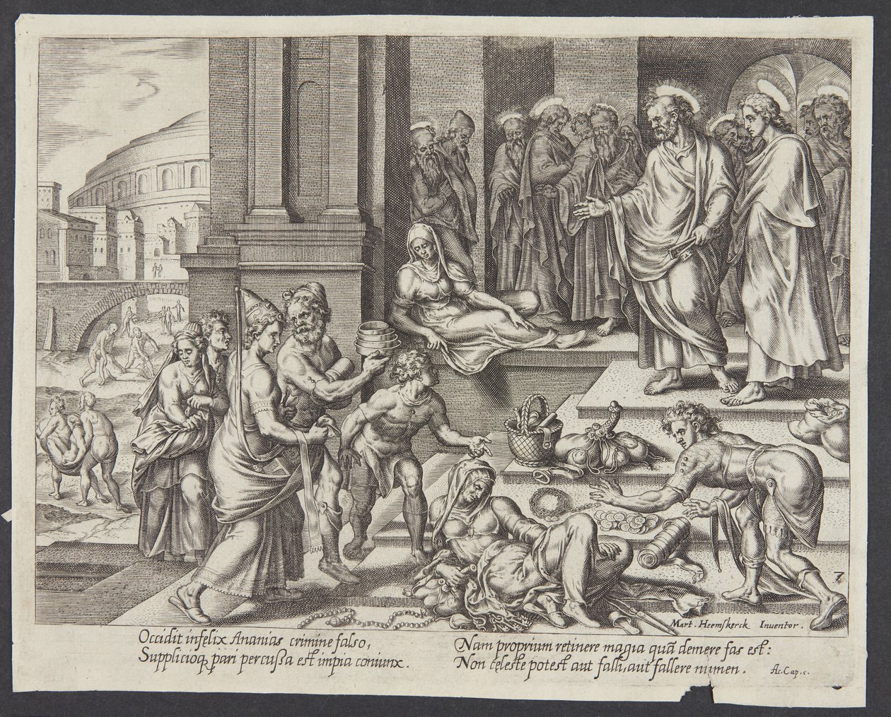 La muerte de Safira de Philips Galle
