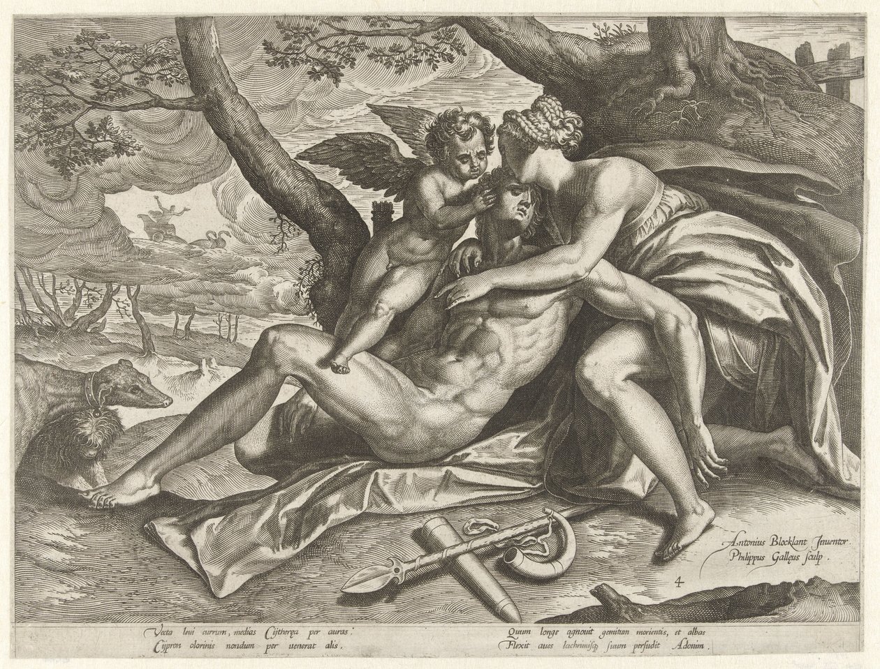Venus llora la muerte de Adonis La historia de Adonis (título de la serie) de Philips Galle