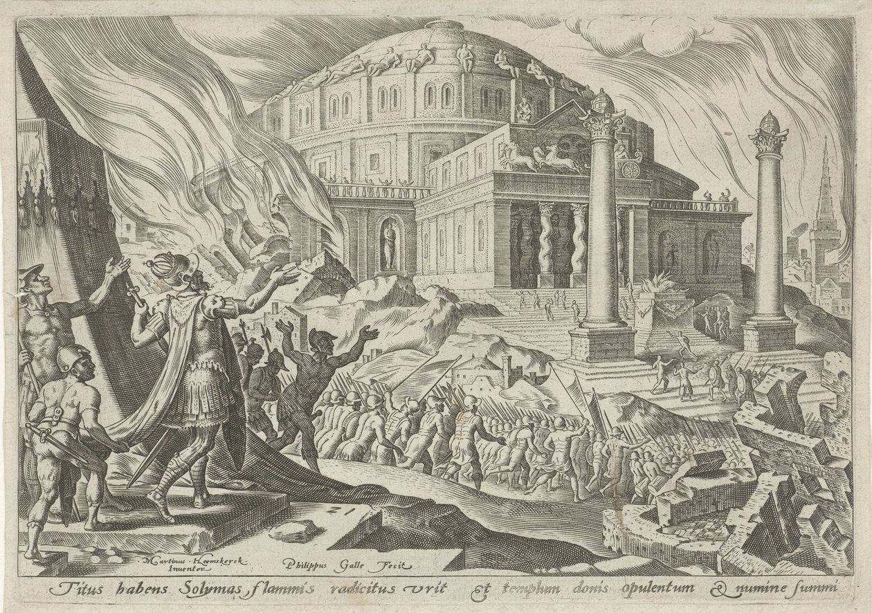 Destrucción de Jerusalén por el emperador Tito Los días de la perdición del pueblo judío (título de la serie) de Philips Galle