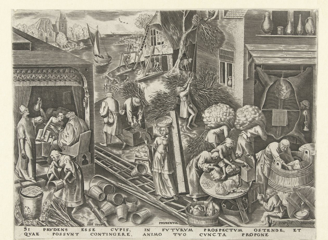 Precaución Prudentia (título sobre objeto) Las siete virtudes (título de la serie) de Philips Galle