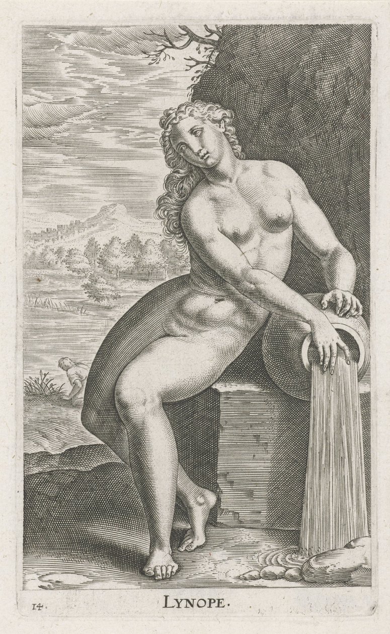 Ninfa del agua Linope Lynope (título sobre objeto) Stroom- en waternimfen (título de la serie) pezones oceanítidos y potamidum (título de la serie) de Philips Galle
